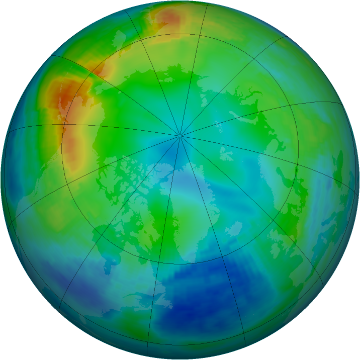 Arctic ozone map for 21 November 1990